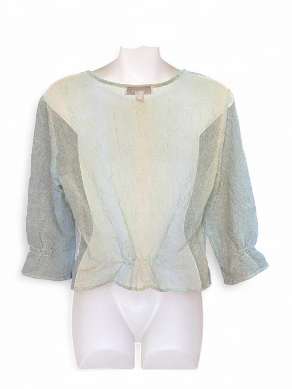 Soft Sage Scoop Neck Crinkle Blouse - Picture 3 of 5
